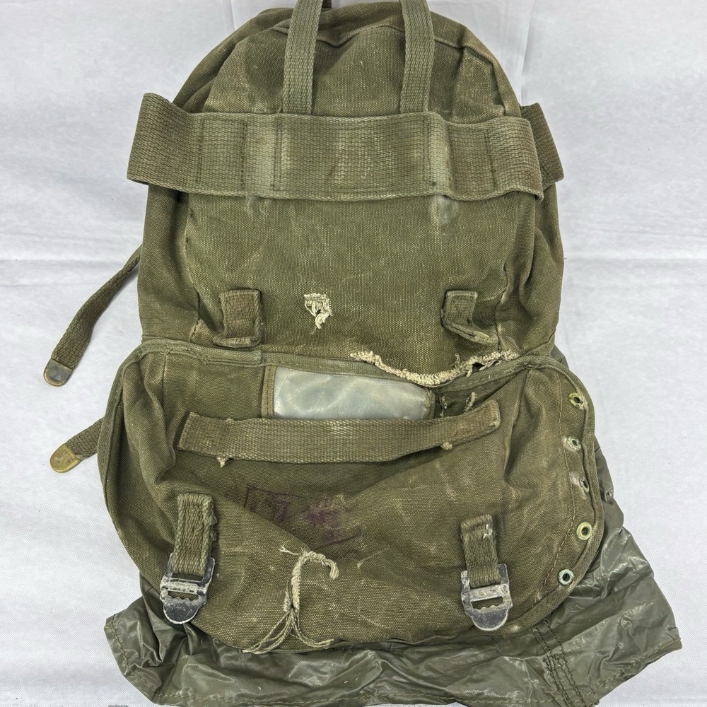 US Army Field Pack Canvas Combat Butt M-1961 Vietnam War Era Heavy Wear Salvage